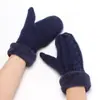Guantes de punto transfronterizos a prueba de frío, felpudos y engrosados, para hombre y mujer, otoño e invierno, con diseño de dedos retorcidos, sin dedos, para ciclismo, de doble capa, cálidos, sin dedos