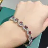 Pulseira de espinélio natural da Birmânia 5*6mm. Deslocamento diário com banho de prata 925 e incrustação de ouro 18K