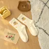 Meias de Veludo Australiano de Ursinho Desenho Animado Femininas de Inverno Meia-Calça Externa Versátil Mealade Casa Engrossadas Quentes Meias de Chão