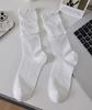 Calcetines de encaje tipo pastel coreano Calcetines hasta la pantorrilla para mujer de color liso sin costuras, retazos, rayas verticales, finos, modernos, de pasarela, holgados