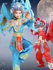 Mulan Ópera Infantil Dao Ma Dan Traje de Baile Gui Ying Hang Shuai Ópera de Pekín Canto y Rap Pintura Facial Traje de Desempeño Femenino