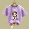 Camisetas de Verano de Manga Corta para Niñas, Nuevo Estilo, Lindas, Estilo Coreano, de Verano, Media Manga, Algodón Puro, Estampadas, Modernas, para Niños Pequeños y Medianos