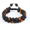 Pulsera de Ojo de Tigre Ojo de Gato Doble Fila Pulsera de Obsidiana con Venas Rojas Turquesa Pulsera de Fantasma Verde Pulsera de Piedra Natural