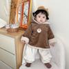Abrigo de Algodón de Invierno para Niña Abrigo de Terciopelo de Cordero para Bebé Top Grueso Cálido con Capucha Conjunto de Pantalones de Terciopelo para Bebé