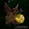 Luz de noche de ángel alimentada por energía solar transfronteriza, artesanía de resina, hada de las flores, adorno para jardín, estatua de niña para jardín de patio