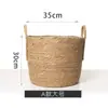 Maceta Tejida de Paja Nórdica Cesta de Flores Mimbre Tejido de Ratán Portátil Tejido Creativo Maceta para Potos Arreglo Floral Planta Verde Maceta Pastoral Decoración del Hogar