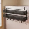 Estante lateral de almacenamiento para estante de refrigerador de cocina, soporte multifuncional de múltiples capas para condimentos y film transparente para uso doméstico montado en la pared