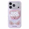 Funda bonita con máscara de ojos de oso y soporte magnético para Apple 18 Pro Max, adecuada para 17 Pro Max, película magnética 16