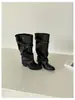 Chuyuji 2026 Primavera/Verano Nuevas Botas de Montar Estilo Europeo y Americano Hebilla Negra para Mujer, Pantalón Botas de Tacón Grueso por Encima de la Rodilla