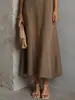 Vestido Midi de Cetim Bloqueio de Cores, Decote V Profundo, Linha A, Alças Finas Duplas, Estilo Transfronteiriço Europeu e Americano, Cor Bloqueada, 2026