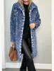 Abrigo de felpa de longitud media con estampado de leopardo estilo europeo y americano 2026, abrigo de solapa de moda para otoño e invierno, abrigo holgado para commuting, en stock