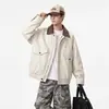 Jaqueta de couro PU de qualidade para casal, estilo retrô americano old money masculino, casual de rua, estilo motociclista, moda masculina