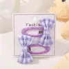 Pinza BB de Tela Cuadros con Lazo para Niñas, Pinza Versátil de Tela Floral para Flequillo Lateral, Accesorios para el Cabello 5105