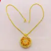 Novo Estilo Chinês Retrô Bússola de Oito Tesouros de Lótus Rotativa Cravejada de Diamantes Pingente de Girassol Corrente de Suéter Trançada Venda por Atacado