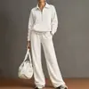 Novo Conjunto Esportivo Casual Transfronteiriço 2026: Conjunto de Duas Peças de Moletom com Gola Alta Color Block Estilo Europeu e Americano e Calça Wide Leg