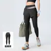 Saia Shorts de Yoga Falsa Duas Peças Color Block com Bolso Embutido Cintura Alta Controle de Barriga Roupa Esportiva Levanta Bumbum Emagrecimento Secagem Rápida Calça Fitness para Mulheres