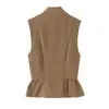 Ropa de otoño para mujer estilo europeo y americano 2026: falda corta de nueve puntos abotonada con dobladillo y top sin mangas 6450