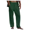Calças de Linho Masculinas Europeias e Americanas 2022 Yoga Praia Soltas Casuais de Verão Cintura com Cordão Calças Soltas com Bolso com Aba Calças