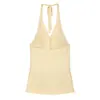 Atacado transfronteiriço 2026 estilo europeu e americano moda casual justo top de amarrar no pescoço de abotoamento simples + conjunto de shorts para mulheres 260636