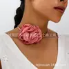 Colar Patch de Camélia Gargantilha Feminina Corrente para Clavícula Costura Luxo Acessível Nicho Colar de Flor Acessórios para Pescoço