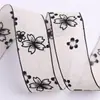Ponto de suspensão impressão flocado flor fita de chiffon DIY acessórios de cabelo flor de laço feita à mão embalagem flor de gola