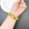Nuevo Pulsera de Oro de Arena Estilo Chino Vietnamita, Pulsera Abierta Hueca Flor Estilo Palacio Retro, Joyería Elegante Chapada en Oro de Cobre para Mujeres