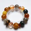 [Qiulin Shuoyang] Cristal Natural Flor de Pegamento Amarillo Té con Leche Pulsera de Luz de Luna para Mujer La Más Fácil de Combinar Pulsera de Regalo Venta al por Mayor