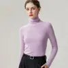Suéter de cuello alto 100% cachemira pura para mujer, camiseta base de punto ajustada, suéter de cachemira cálido para otoño e invierno