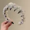Diadema floral retro femenina clip para el pelo de tul con degradado francés dopamina accesorio para el pelo estilo crema diadema ancha versátil