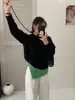 Suéter de Punto con Capucha y Cordón Color Sólido 2026 Otoño/Invierno Nuevo Estilo Coreano Versátil Moda Suéter Top para Mujer