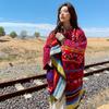 Capa de fotos de viaje, chal grande para mujer, otoño e invierno, protector solar, bufanda con capucha, chaqueta de punto étnica roja
