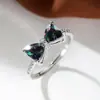 Explosões de Desejos Transfronteiriços Anel de Dedo com Laço de Diamante Zircônia de Luxo de Alta Qualidade Estilo Doce e Cool Anel de Dedo de Comida Joias Femininas