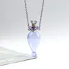 Collar con Colgante de Botella de Aceite Esencial de Vidrio Transparente en Forma de Corazón, Colgante de Botella de Fragancia, Collar Sencillo de Acero de Titanio, Regalo para Amigos y Parejas
