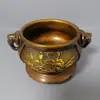Gu Yun Zhai Latón Antiguo Dorado Quemador de Incienso Elefante Oreja Loto Quemador de Incienso Xuande Burger Burger de Aromaterapia Artesanía