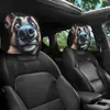 Funda de Reposacabezas para Coche con Estampado de Calavera Negra de Comercio Exterior Transfronterizo, Estilo Elástico Universal, Funda de Reposacabezas para Coche Original y Divertida