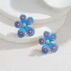 Dongguan Acero de Titanio Joyería Acero Inoxidable Color Dorado 18K Bloqueo de Color Pendientes Florales de Moda Lujosos Pendientes de Gama Alta