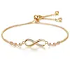 Pulsera Popular Transfronteriza Europea y Americana de Bucle Infinito en Forma de 8 para Mujer, Joyería de Mano de Lujo Accesible Ajustable con Tirador de Cristal, Lujo Accesible