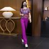 Terno da Moda Vermelho Rosa para Mulheres 2025 Novo Estilo Elegante de Alta Qualidade, Rejuvenescedor, Emagrecedor e Cobrindo a Carne Vestido de Verão com um Conjunto Completo