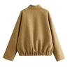 Comercio Exterior Transfronterizo Ropa para Mujer Estilo Europeo y Americano Suministro Transfronterizo Venta al por Mayor Otoño e Invierno Moda Europea y Americana Chaqueta con Cuello Alto de Lentejuelas Ropa de Abrigo