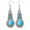 Pendientes de turquesa con incrustaciones de cristal azul, estilo retro, estilo europeo y americano, gran oferta, pendientes bohemios personalizados