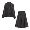 Ropa Europea y Americana para Mujer Transfronteriza Aliexpress Ins Más Vendido Conjunto de Top de Lunares con Lazo + Falda Midi