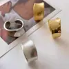 Anillo de Plata Ancho Simple Estilo Coreano para Mujer, Moda Minimalista, Versátil, Superficie Lisa, Combinación Bicolor Oro y Plata, Anillo Abierto para Dedo Índice