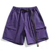Shorts Cargo Black Fleet para Caminhada ao Ar Livre com Múltiplos Bolsos para Homens, Verão, Caimento Solto, Modernos, Versáteis, Casuais, Esportivos