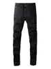 Nuevos jeans skinny negros rasgados de estilo retro americano para hombre con bigotes de gato, lavados y desgastados, pantalones rectos de moda