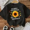 Camiseta Interior Ropa de Mujer Transfronteriza Estilo Europeo y Americano Aliexpress Amazon Estampado Floral de Girasol Manga Corta para Mujer