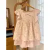Conjunto de Pijama Dulce Floral Estilo Coreano para Mujer, Conjunto de Top sin Mangas con Volantes Pequeños y Shorts de Verano, Ropa para el Hogar, Se Puede Usar Afuera, Venta al por Mayor Transfronteriza