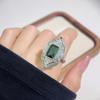 Anillo Abierto de Esmeralda Imitación Transmisión en Vivo de Comercio Exterior Accesorios Banquete Real Eduardiano Color Temperamento Joyería Tesoro