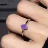 Anillo de diamante flash de circón violeta para mujer estilo ins viento frío minimalista nicho exquisito anillo para dedo de comida anillo abierto al por mayor