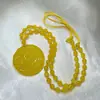 Colgante Bagua Dragón y Fénix de Ágata Amarilla Natural, Colgante Estilo Chino, Cadena para Suéter, Joyería Colgante Unisex, Joyería de Dragón y Caballo