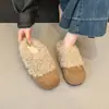Zapatos Birkenstock Peludos para Mujer 2026 Invierno Nuevos Suela Gruesa Punta Cerrada Pantuflas de Ponerse Calientes Aumentan Altura Pantuflas de Felpa